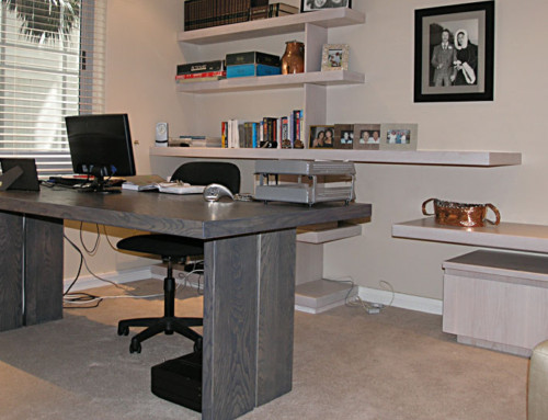 Desk and Shelving-limewashed and greyed oak
